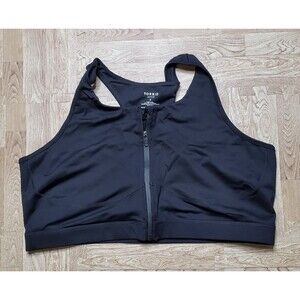 Torrid Low Impact Wireless Zip Front Active Sports Bra Women's Size 4 Black